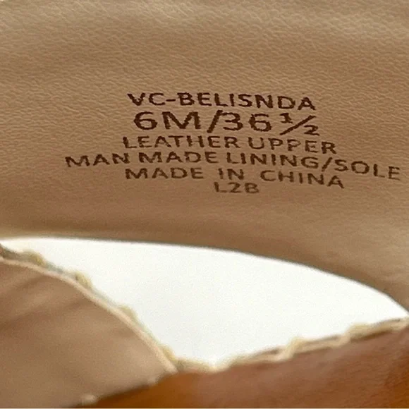 Vince Camuto Leather Sandal Size 6M Slip On Crossband Resort Summer Beach Ivory - Picture 7 of 11